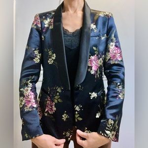 Beautiful Silk / Satin black floral Zara blazer
